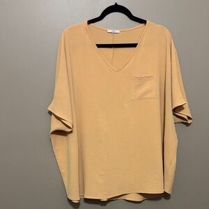 JODIFL Women's Yellow V-Neck Blouse